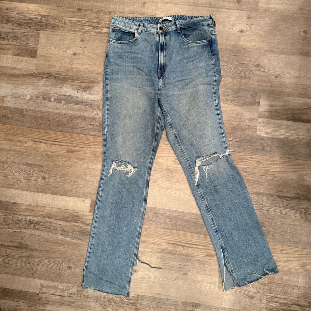 Zara Light Blue Distressed Skinny Jeans size EU44 (US 12)